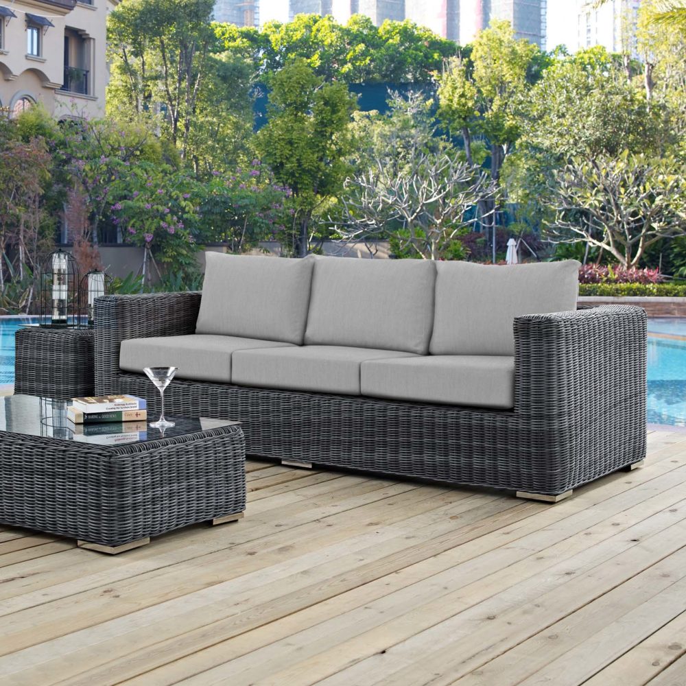 Summon Outdoor Patio Sofa in Canvas Gray by Modway