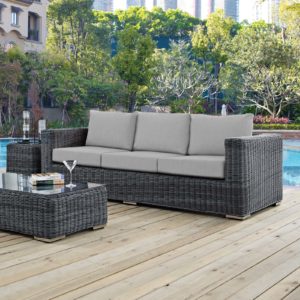 Summon Outdoor Patio Sofa in Canvas Gray by Modway