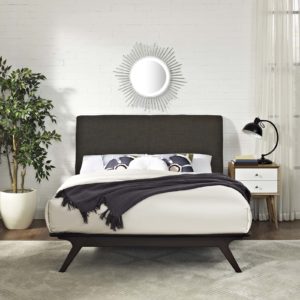 Tracy Queen Fabric Bed in Cappuccino Brown by Modway