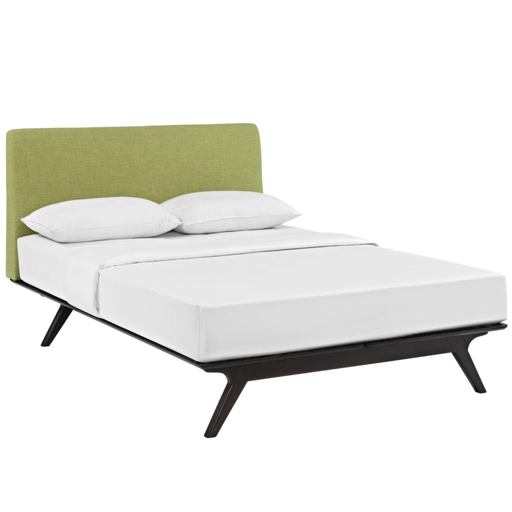 Tracy Queen Fabric Bed in Cappuccino Green by Modway - Image 3