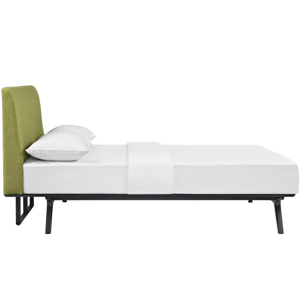 Tracy Queen Fabric Bed in Cappuccino Green by Modway - Image 5