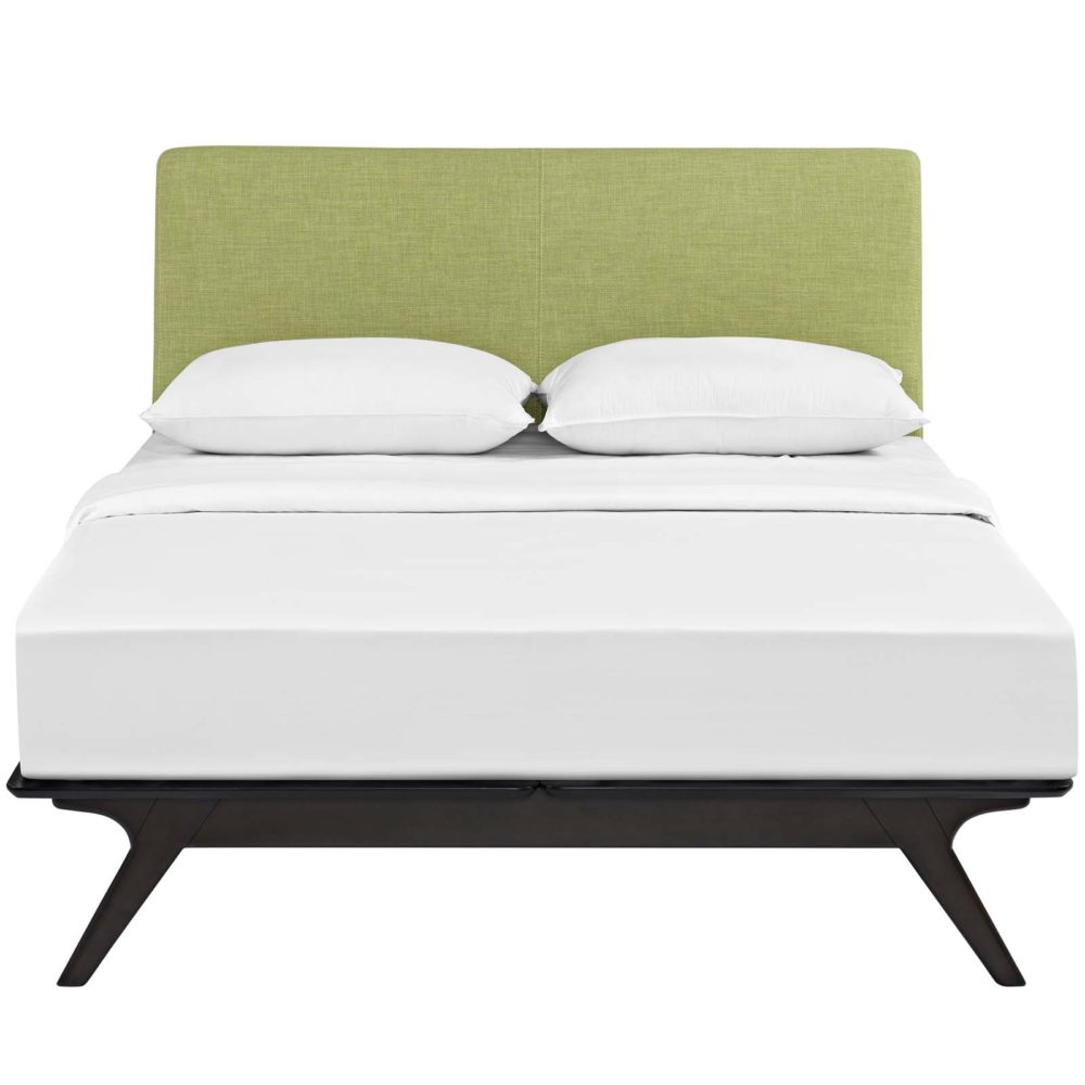 Tracy Queen Fabric Bed in Cappuccino Green by Modway - Image 6