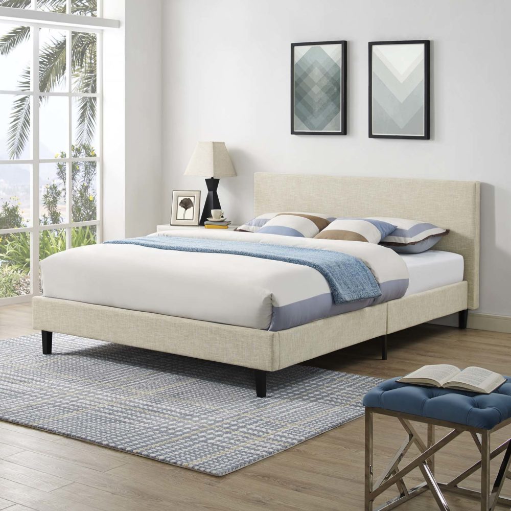 Anya Full Fabric Bed in Beige by Modway