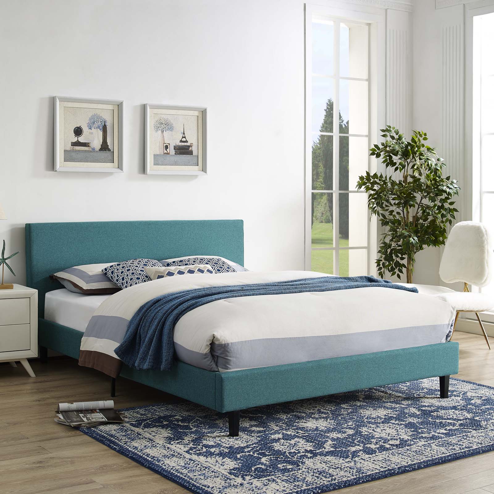 Anya Full Fabric Bed in Teal by Modway