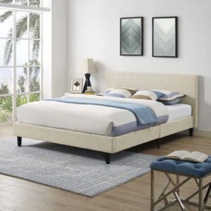 Anya Queen Fabric Bed in Beige by Modway
