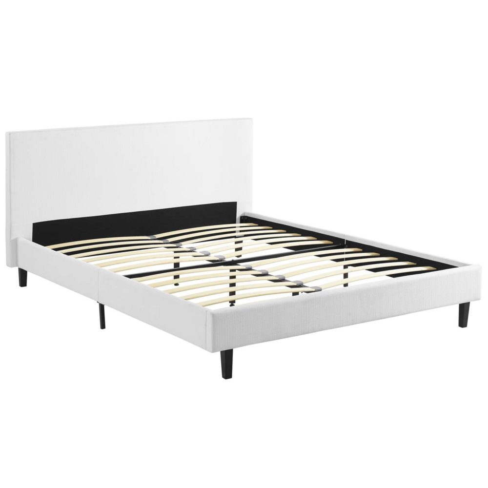 Anya Queen Fabric Bed in White by Modway - Image 3