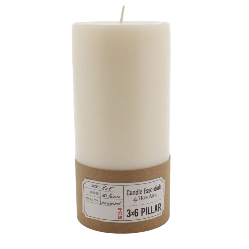 Ivory 3 x 6 Pillar Candle Set of 2 by HomArt