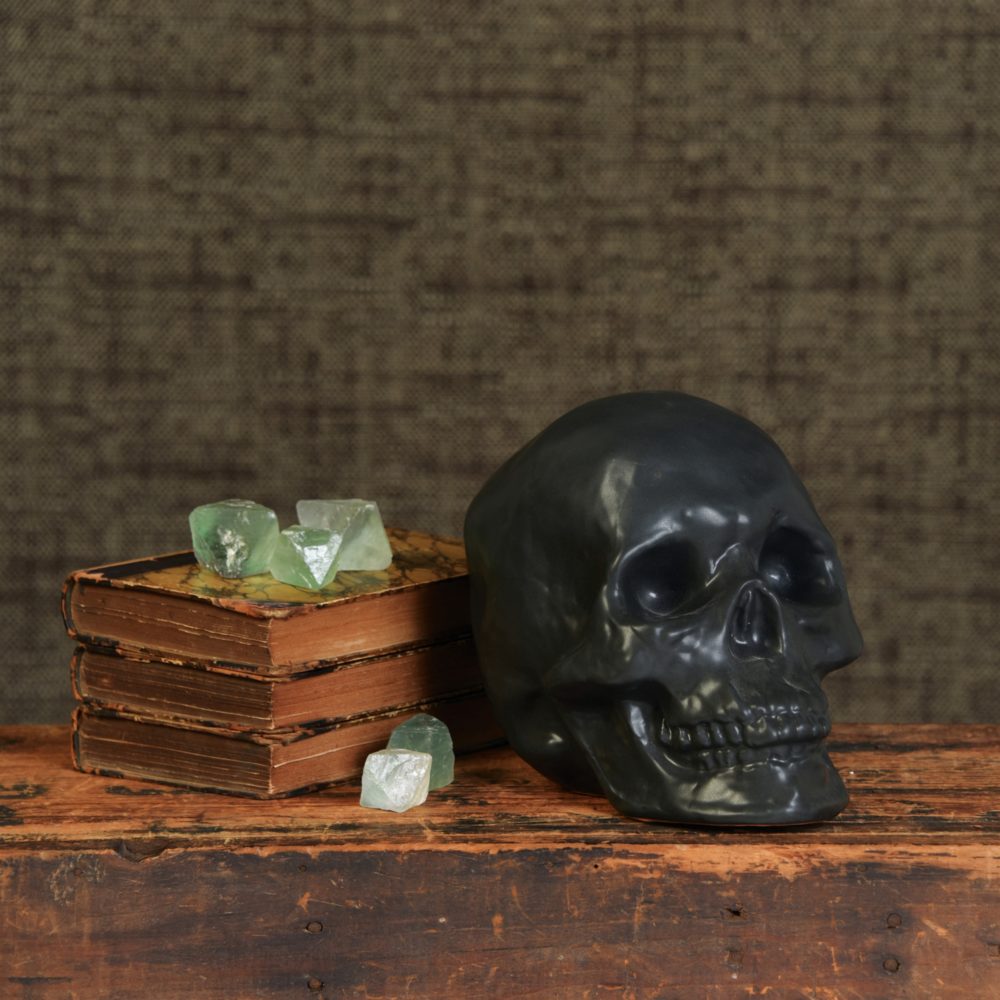 Matte Black Ceramic Skull by HomArt