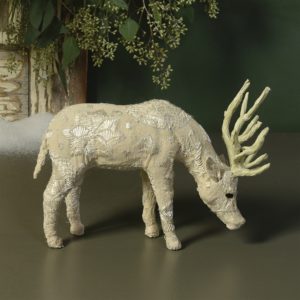 Small Grazing White Scandinavian Stag by HomArt