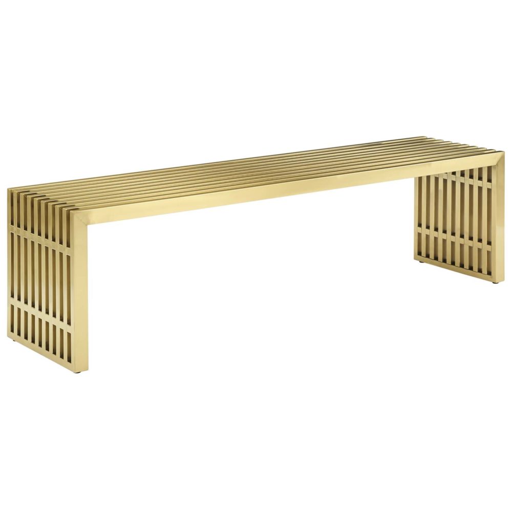 Gridiron Large Stainless Steel Bench in Gold by Modway - Image 2