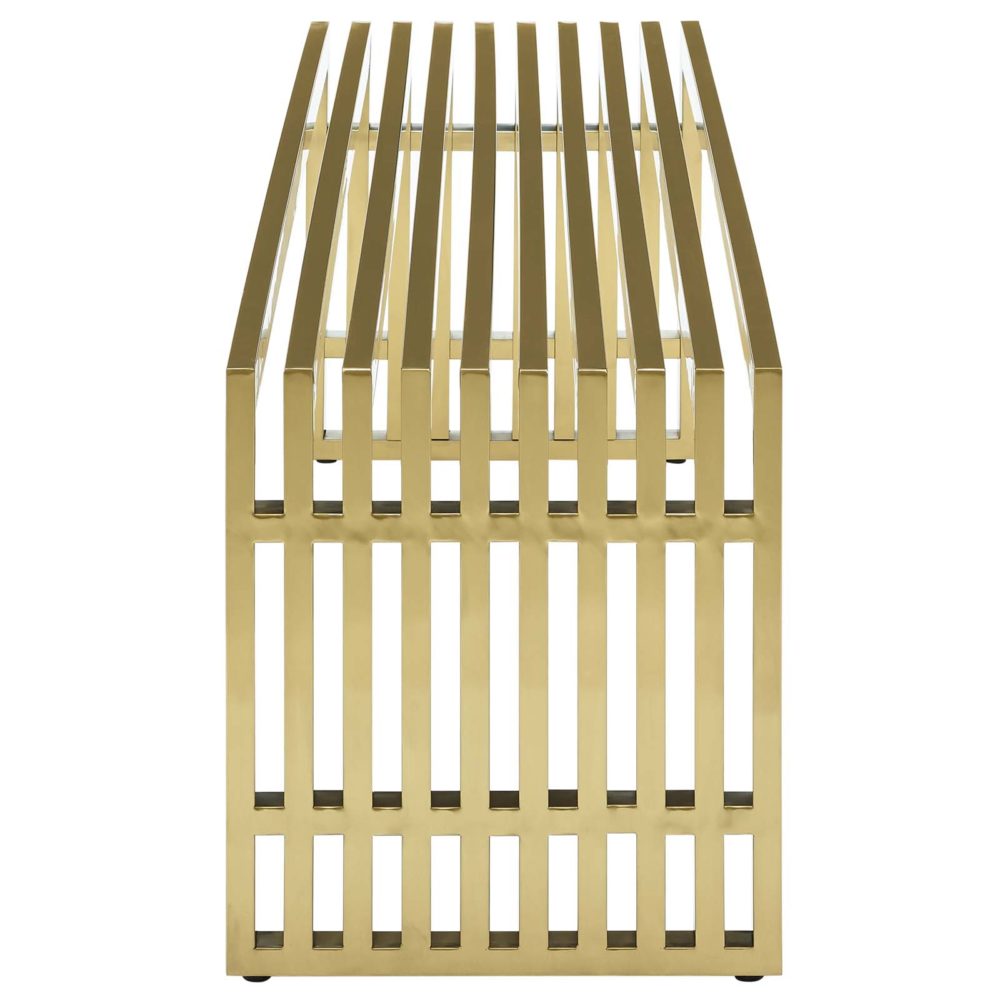 Gridiron Large Stainless Steel Bench in Gold by Modway - Image 3