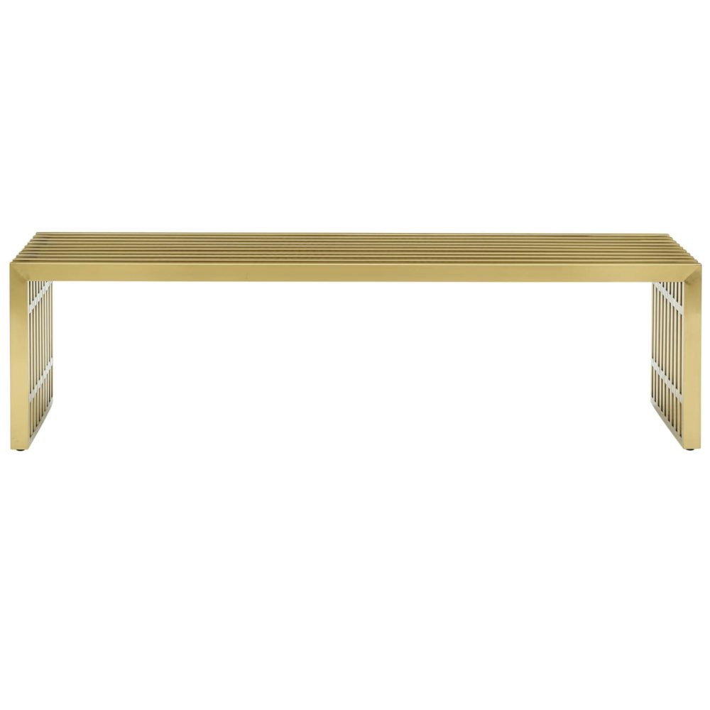 Gridiron Large Stainless Steel Bench in Gold by Modway - Image 4