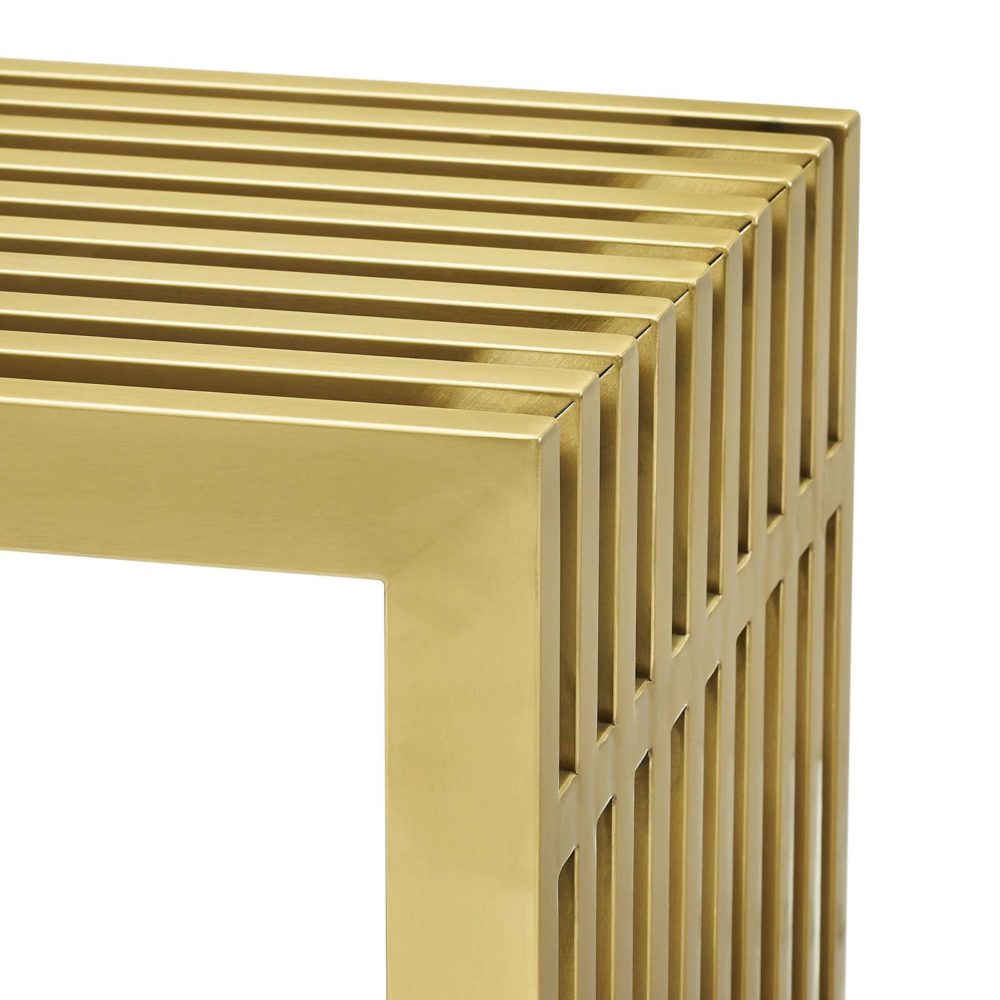 Gridiron Large Stainless Steel Bench in Gold by Modway - Image 5