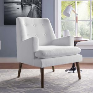Leisure Upholstered Lounge Chair in White by Modway