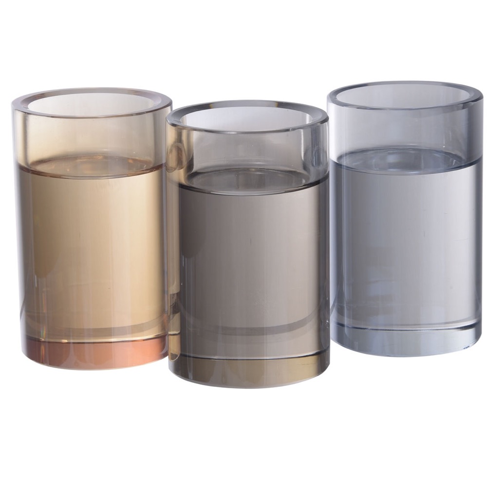 Round Crystal Votive Holder in Blue Finish by BIDKhome Seven Colonial