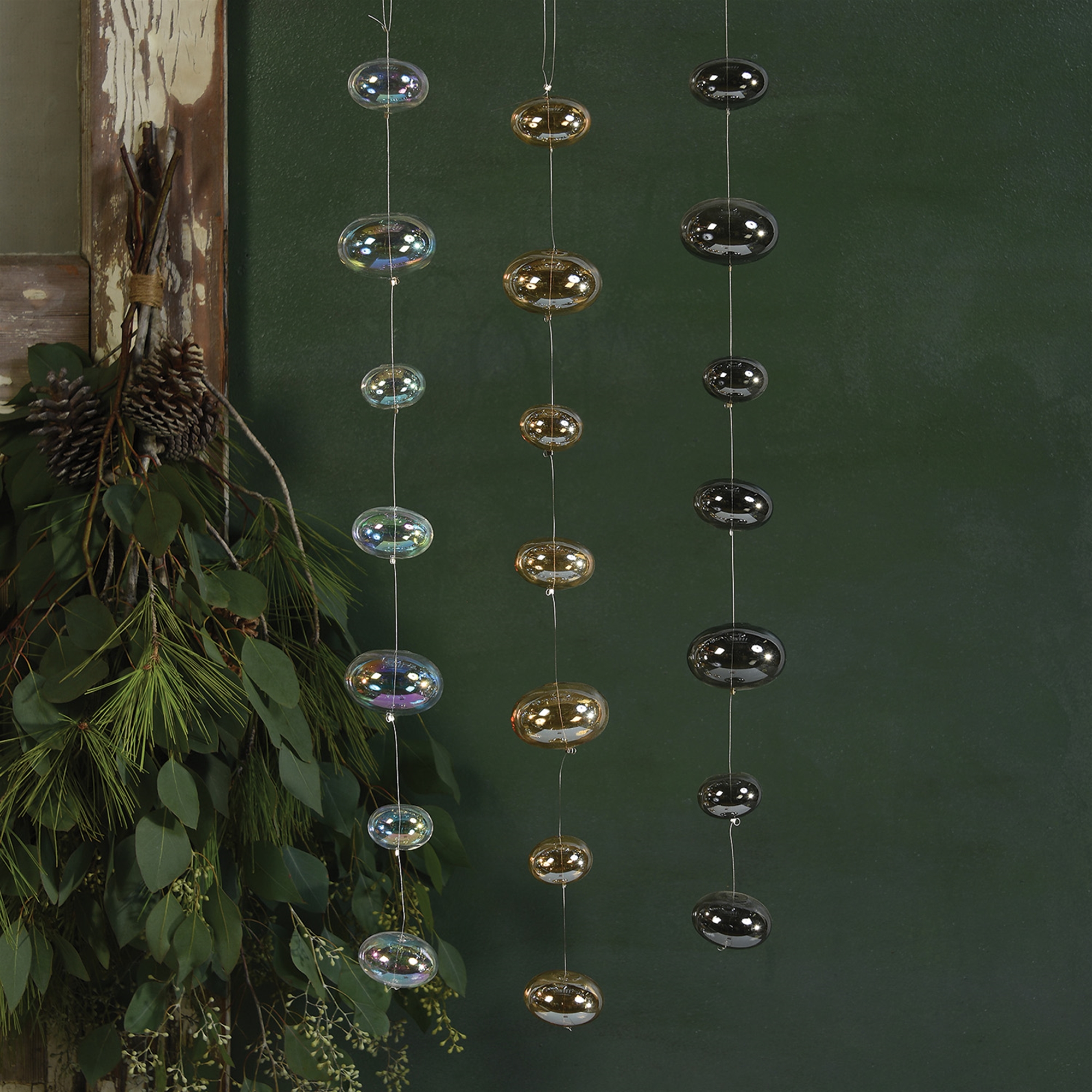 Glass Ball Strands Set of 2 by HomArt