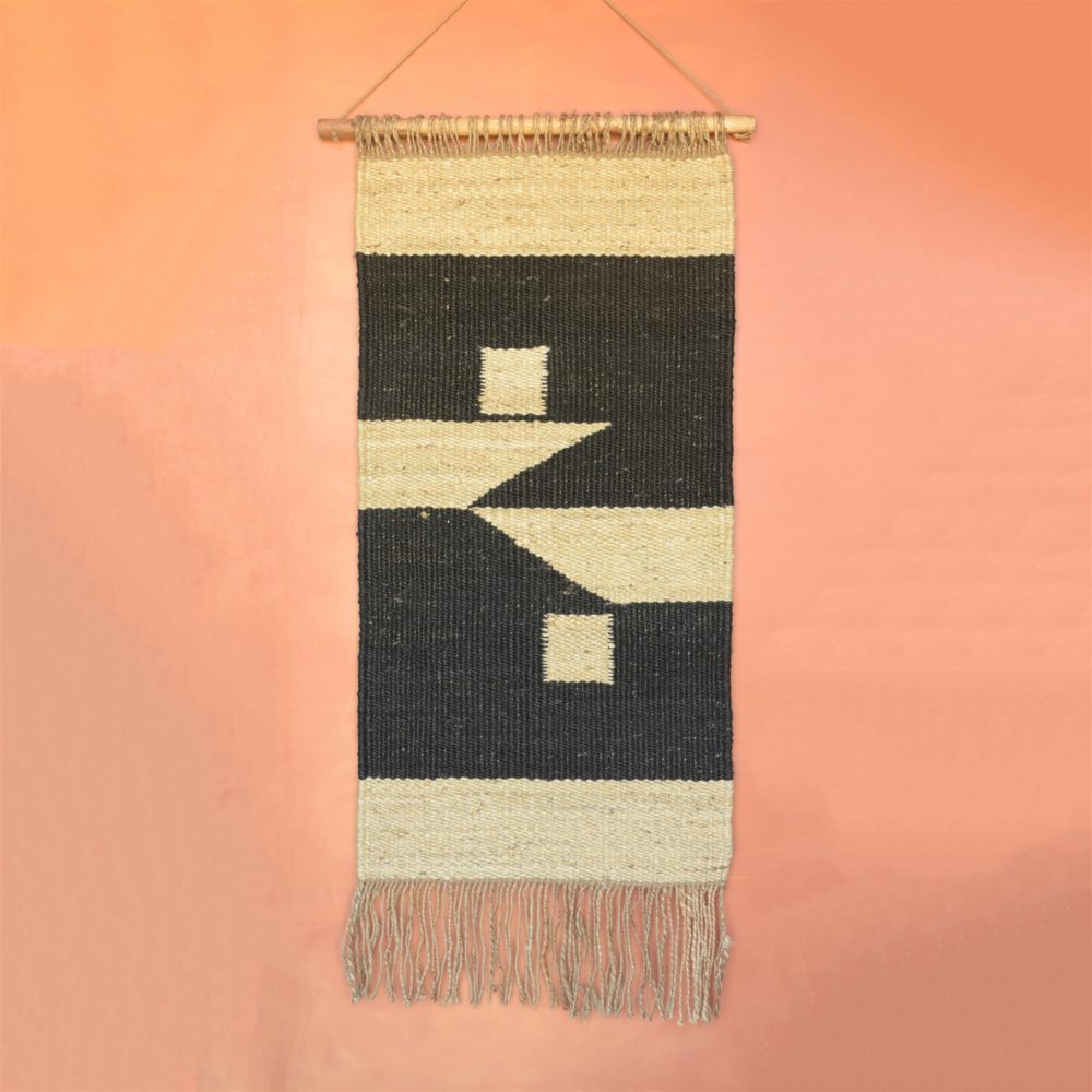 Austin Natural and Black Hemp Wall Hanging by HomArt