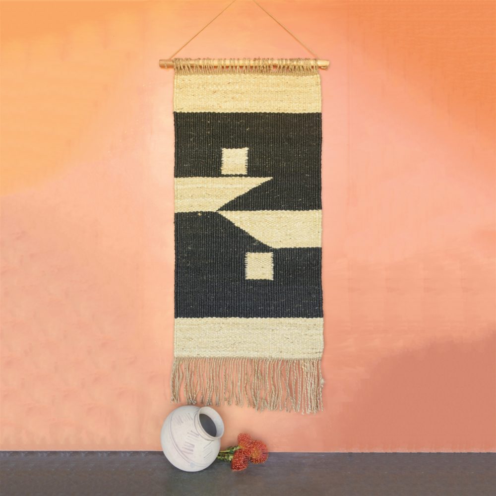 Austin Natural and Black Hemp Wall Hanging by HomArt - Image 2