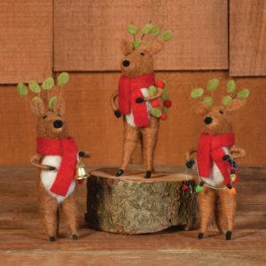 Felt Reindeer Ornaments Set of 3 by HomArt