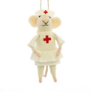 Nurse Mouse Ornament Set of 2 by HomArt