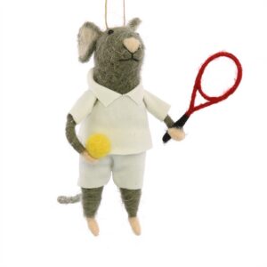 Tennis Player Guy Mouse Ornament Set of 2 by HomArt