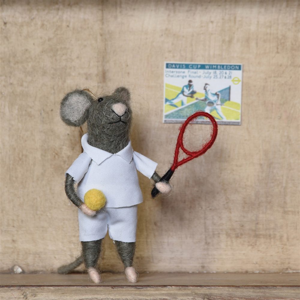 Tennis Player Guy Mouse Ornament Set of 2 by HomArt