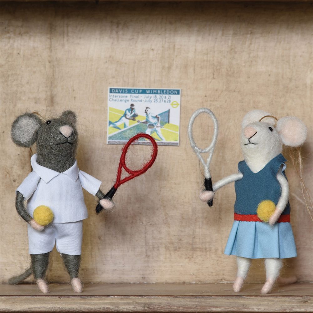 Tennis Player Guy Mouse Ornament Set of 2 by HomArt - Image 2