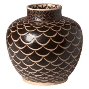 Hand Painted Brown Kobe Round Vase