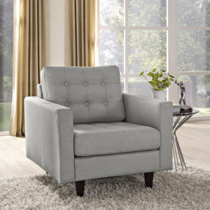 Empress Upholstered Fabric Armchair in Light Gray by Modway