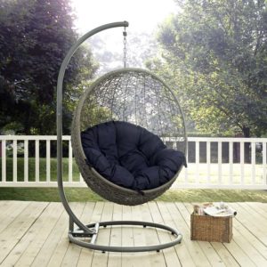 Hide Outdoor Patio Swing Chair in Gray and Navy by Modway