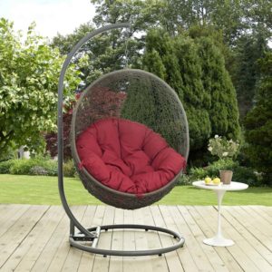 Hide Outdoor Patio Swing Chair in Gray and Red by Modway