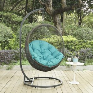 Hide Outdoor Patio Swing Chair in Gray and Turquoise by Modway