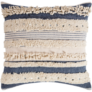 Cream and Navy Temara Pillow by Livabliss