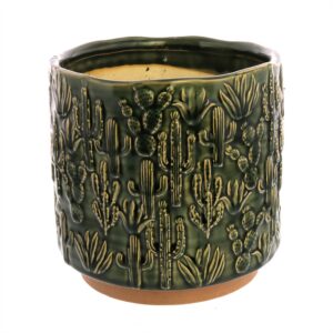 Large Green Cactus Motif Cachepot by HomArt