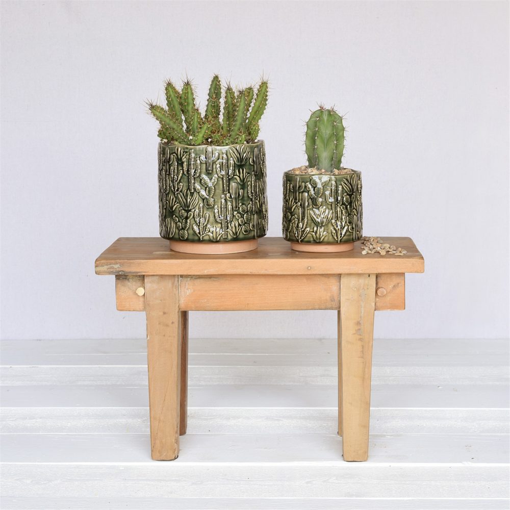 Large Green Cactus Motif Cachepot by HomArt - Image 2