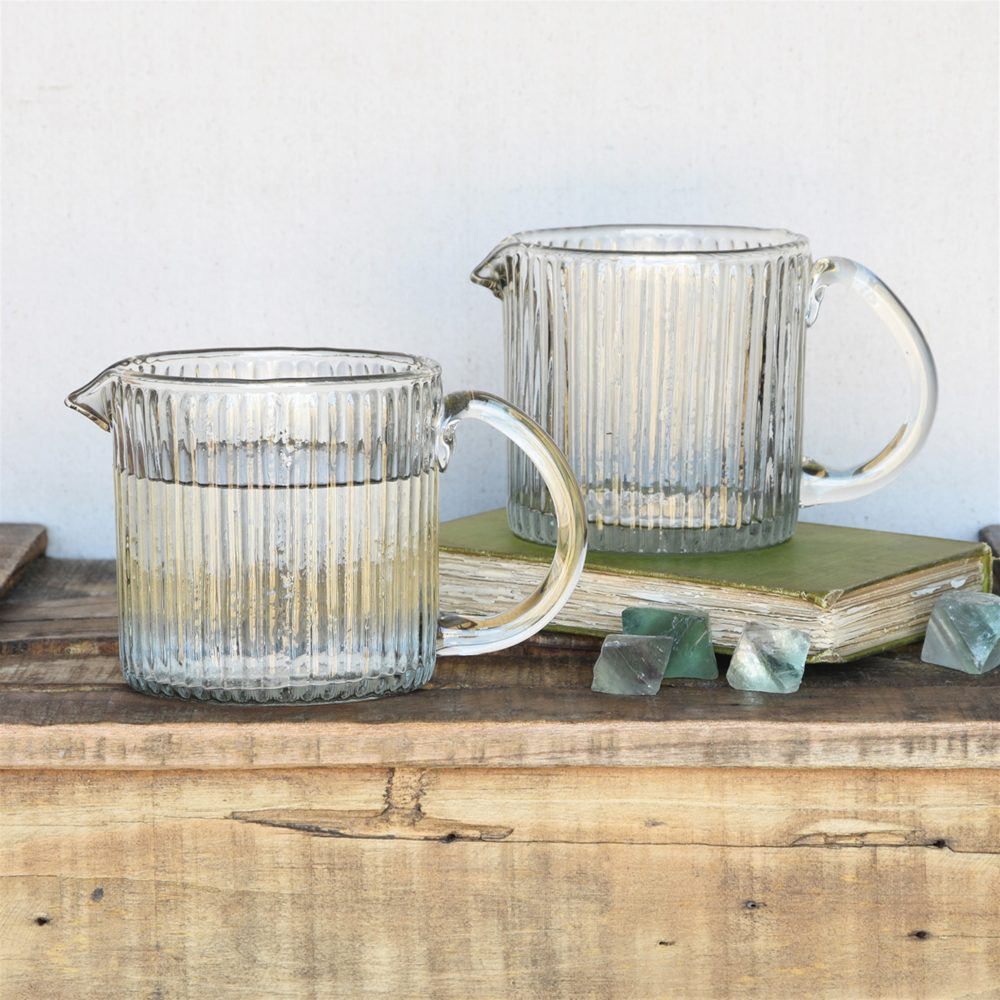 Glass Ribbed Pitcher by HomArt