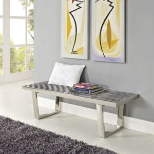 Sauna 4' Stainless Steel Bench in Silver by Modway