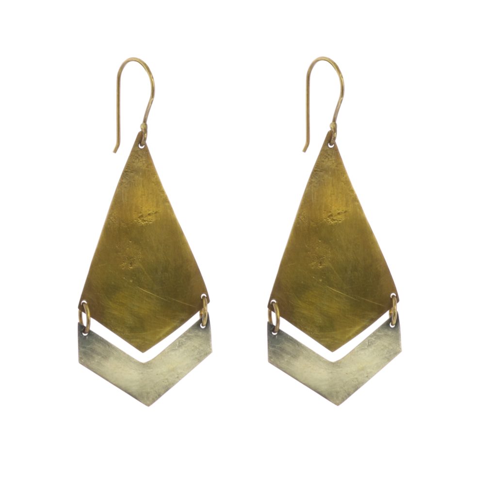 Orion Brass and Silver Arrow Earrings by Ora Ten - Image 3