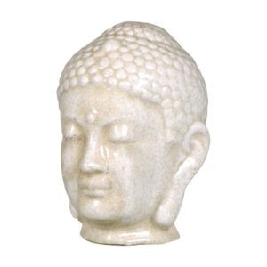 Buddha Head with White Crackle Glaze by Emissary