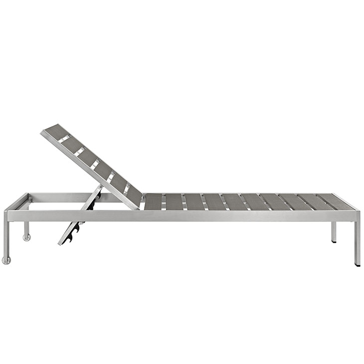 Shore Outdoor Patio Aluminum Chaise in Silver and Gray by Modway - Image 3