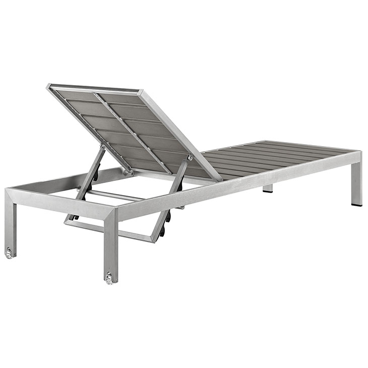 Shore Outdoor Patio Aluminum Chaise in Silver and Gray by Modway - Image 4