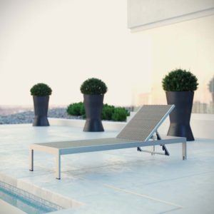 Shore Outdoor Aluminum Rattan Chaise in Silver and Gray by Modway