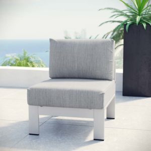 Shore Armless Outdoor Patio Aluminum Chair in Silver and Gray by Modway