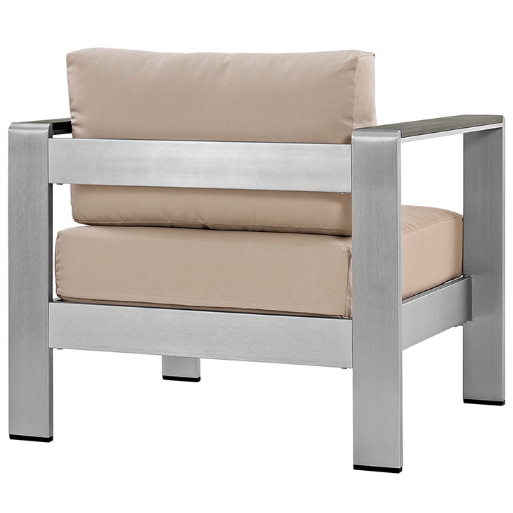 Shore Outdoor Patio Aluminum Armchair in Silver and Beige by Modway - Image 4