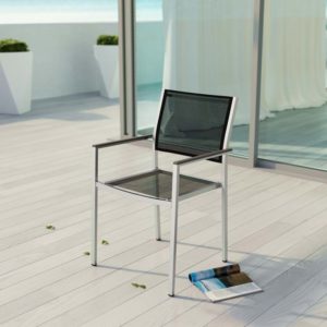 Shore Outdoor Patio Aluminum Dining Chair in Silver and Black by Modway