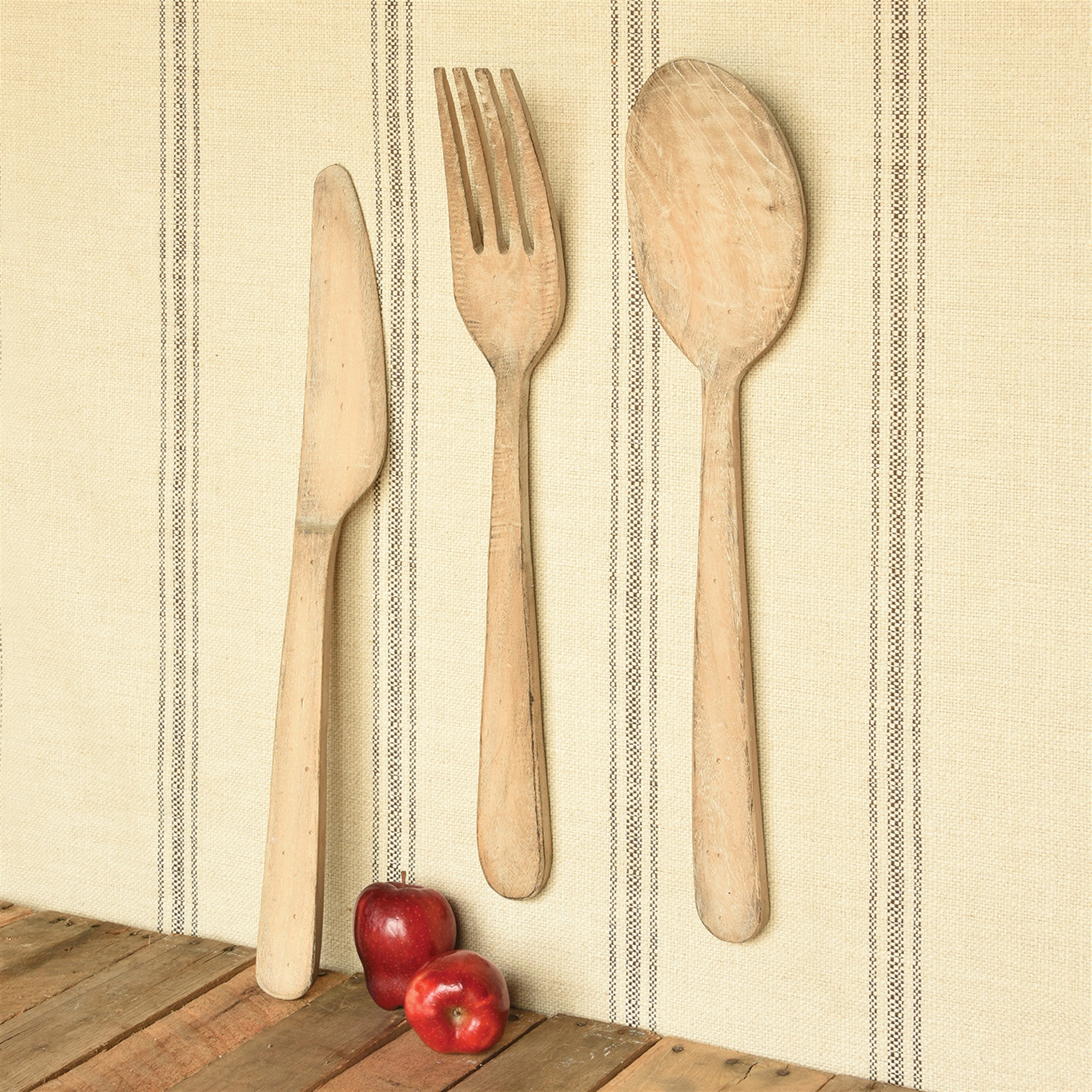 Wood Fork Knife And Spoon Wall Decor, Wooden Fork And Spoon Wall Art