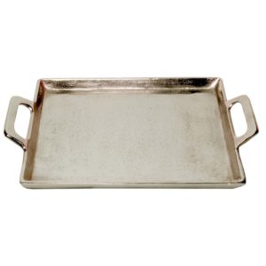 Small Nickel Tray with Handles by BIDKhome