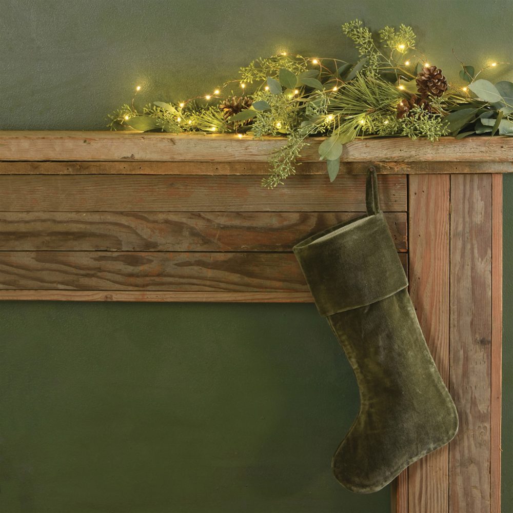 Sage Green Velvet Stocking by HomArt - Image 2