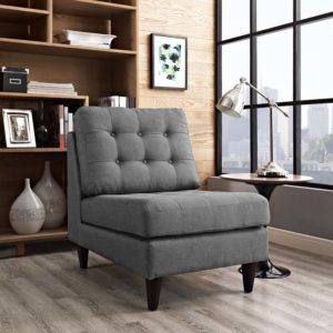 Empress Upholstered Fabric Lounge Chair in Gray by Modway