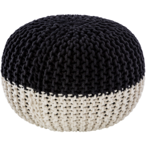 Black and White Malmo Knit Pouf by Livabliss